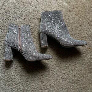 Betsey Johnson Glittering Silver Ankle Booties